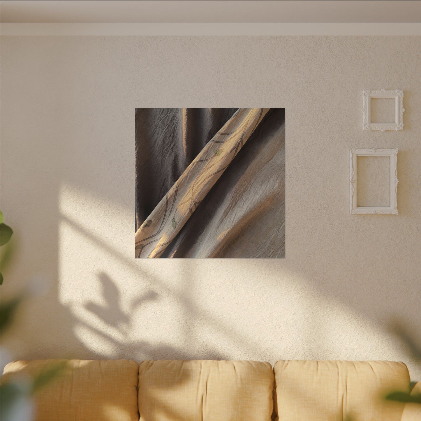 Warm Silk Drape Canvas Art - Japanese Pattern Japandi