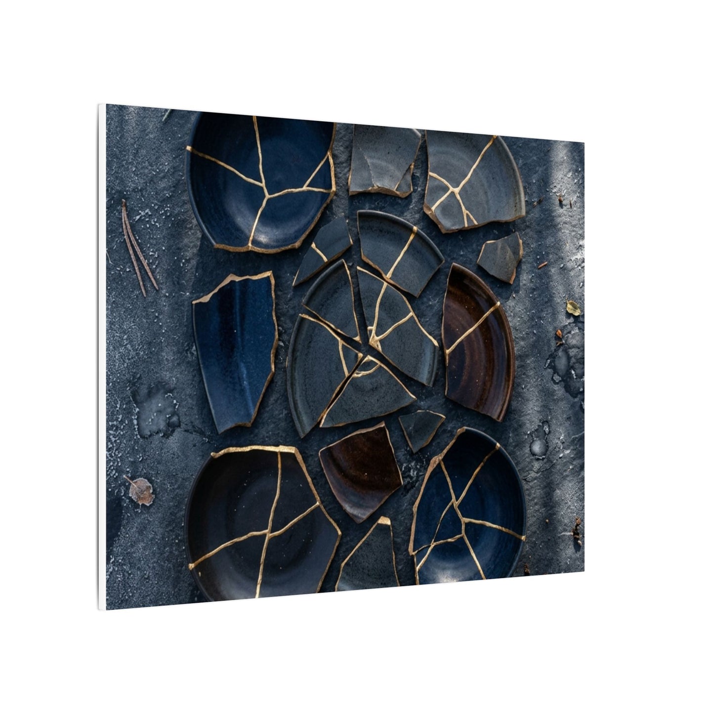 Dark Japandi Broken Pottery in Dappled | Shadow Zen Canvas Art