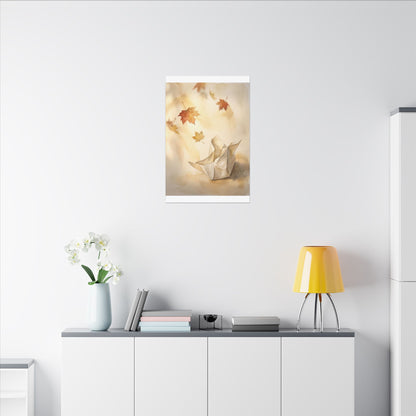 Japandi Paper Fold in Golden Hour | Watercolor Canvas Art