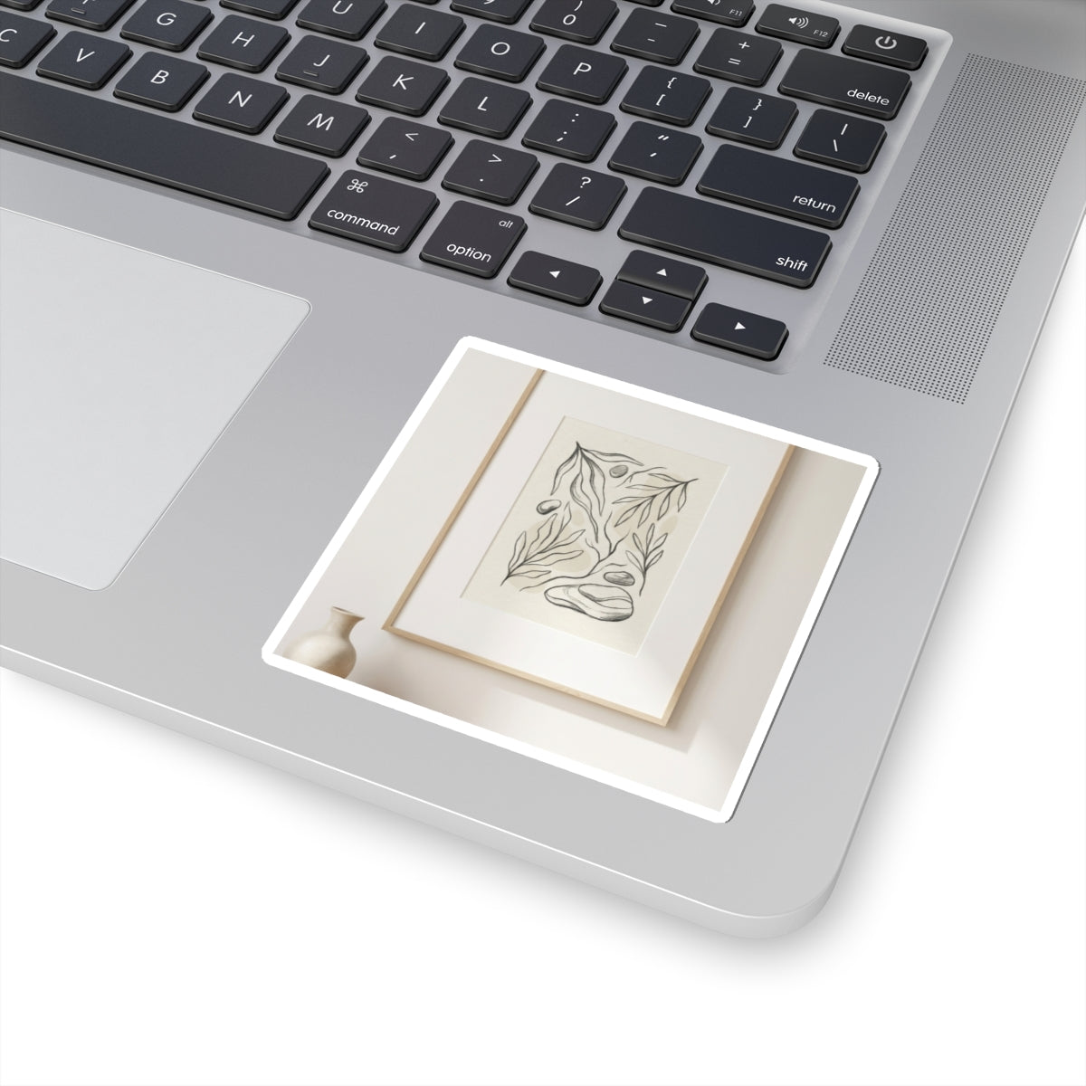 Japandi Charcoal Sticker Art Print