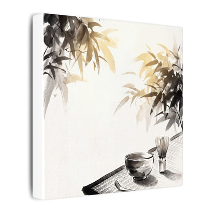 Tea Ceremony Sumi E Canvas Art | Serene Zen Art