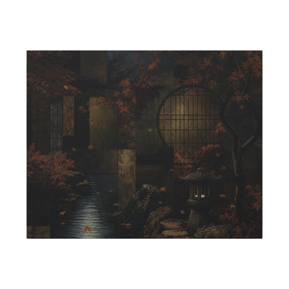 Moonlight Moonlit Garden Canvas Art - Dark Japandi Shibui