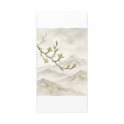 Spring Mountain Mist Watercolor Canvas Art | Cozy Decor