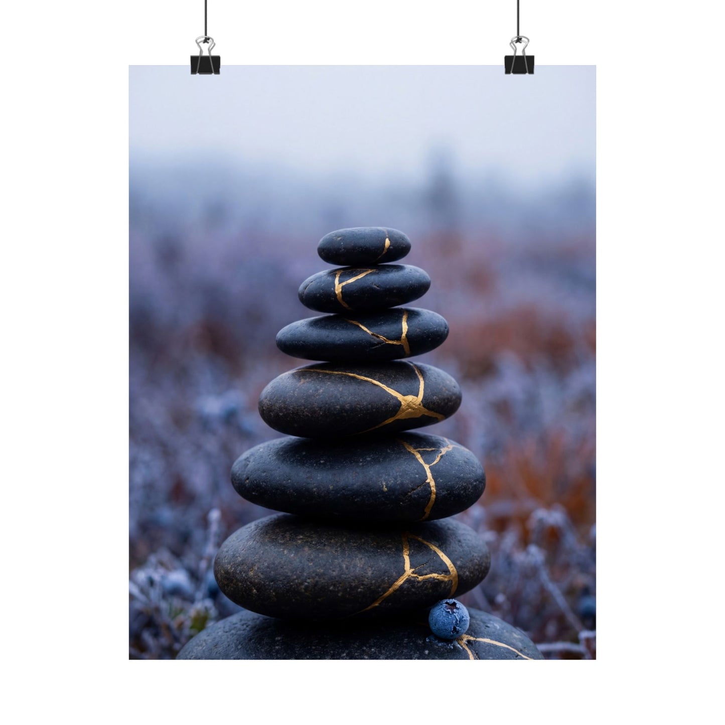 Kintsugi River Stones in Overcast | Broken Beauty Wall Art Print Art Print