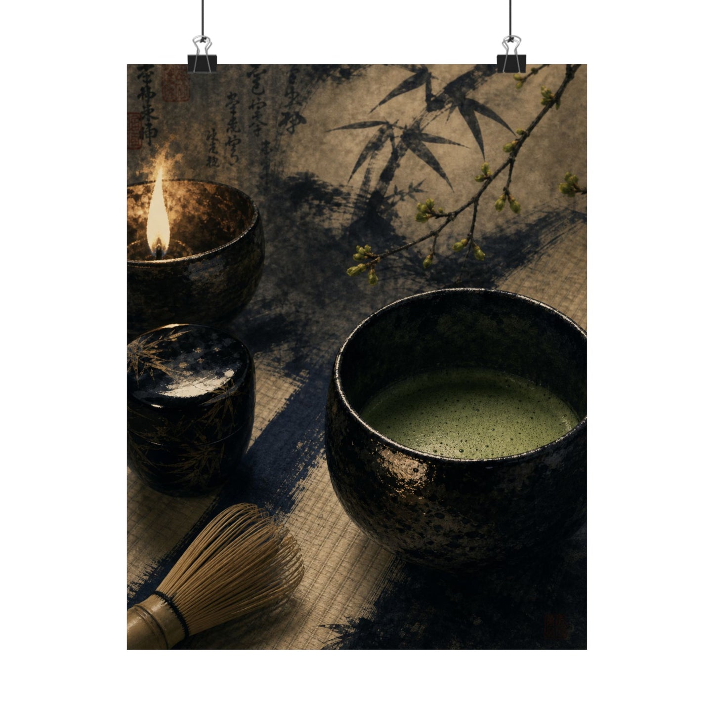 Tea Ceremony Sumi E Wall Art Print | Contemplative Zen Art