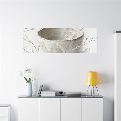 Neutral Ceramic Bowl Canvas Art - Minimal Line Japandi