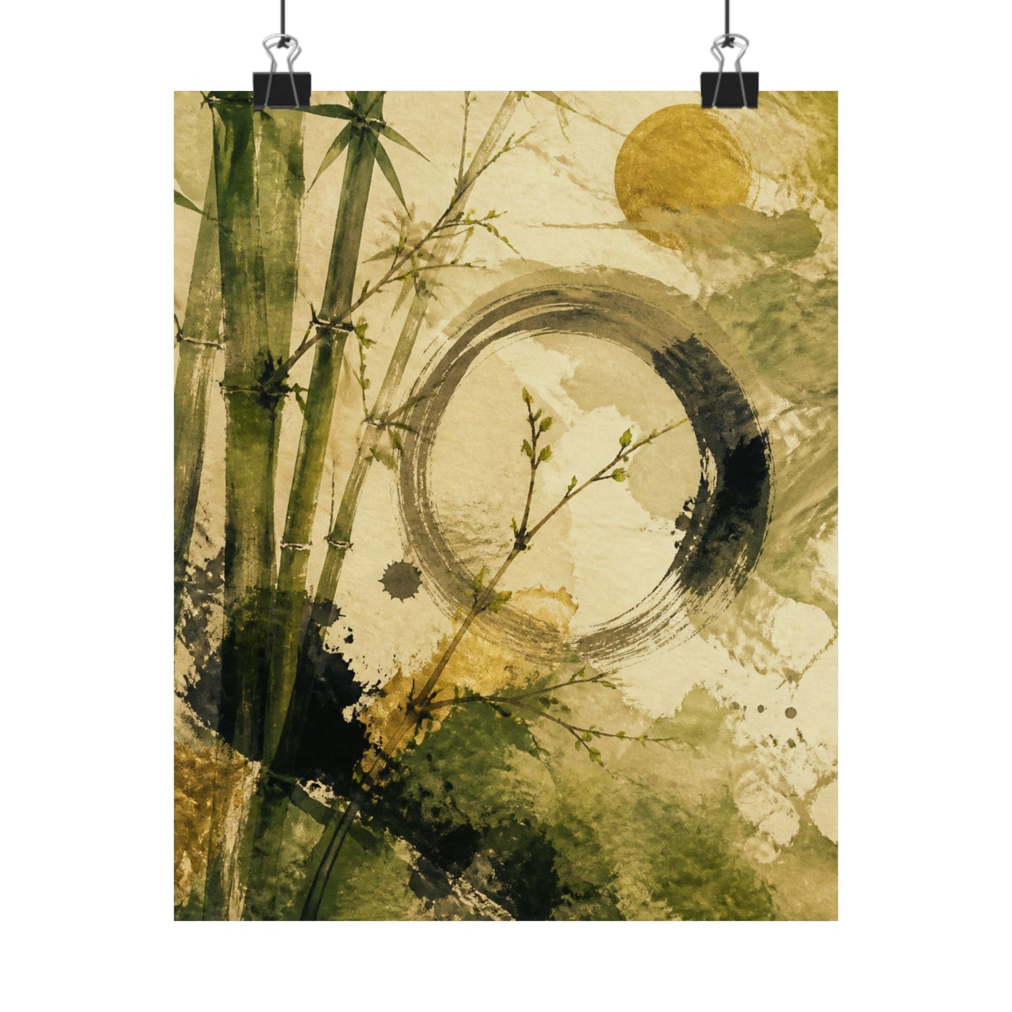 Spring Ink Brushstroke Sumi E Wall Art Print | Serene Decor