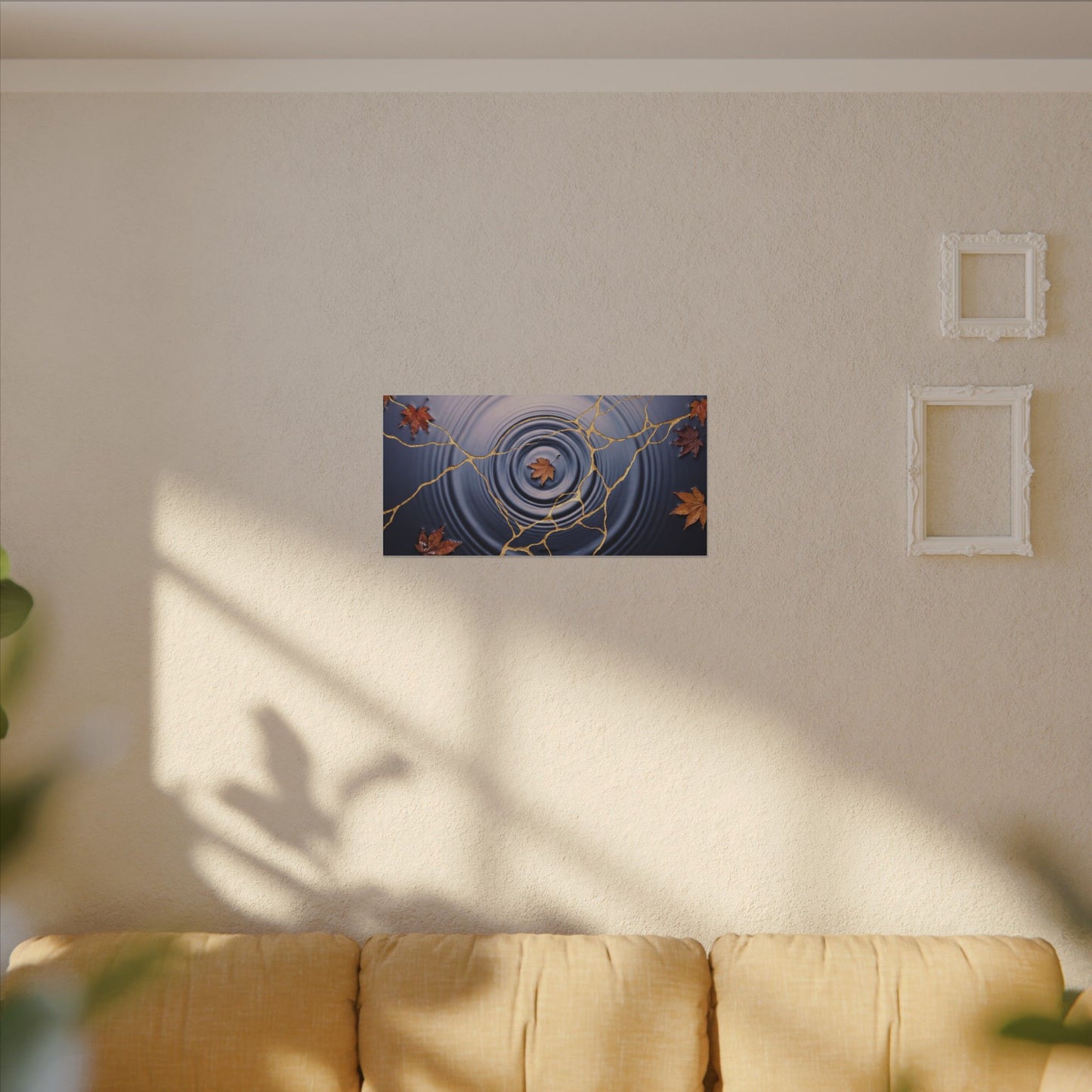 Kintsugi Water Ripple in Dawn | Gold Vein Canvas Art