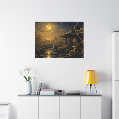 Spring Moonlit Garden Gold Vein Canvas Art | Resilient Decor
