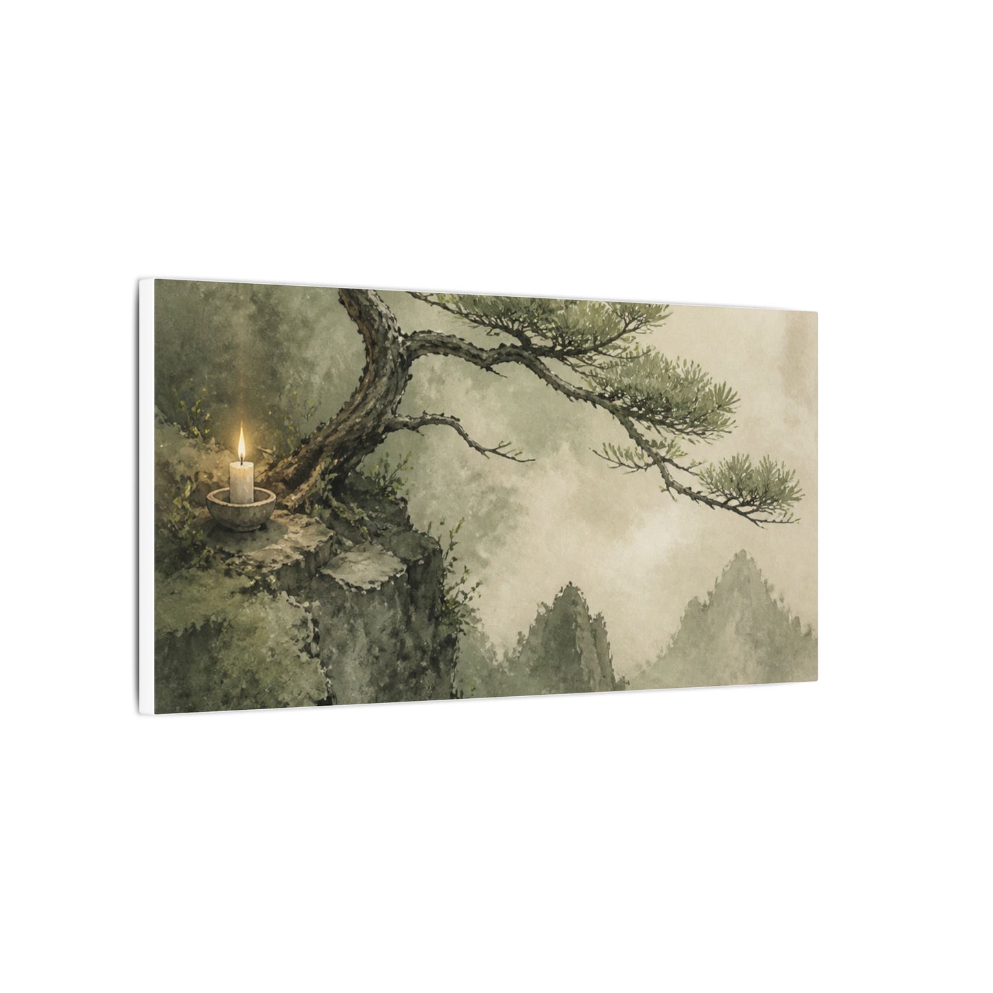 Candlelight Pine Tree Canvas Art - Japandi Kanso