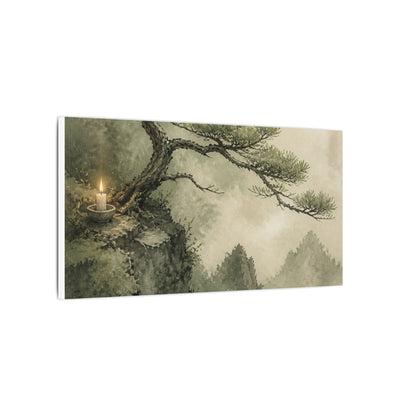 Candlelight Pine Tree Canvas Art - Japandi Kanso