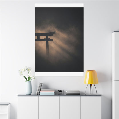 Torii Gate Shadow Zen Canvas Art | Bold Dark Japandi Art