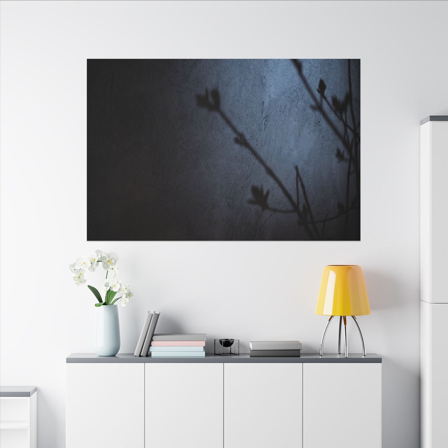 Shadow Play Canvas Art | Spring Dark Japandi Moody Minimal Art