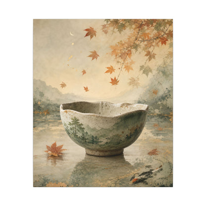 Autumn Ceramic Bowl Watercolor Canvas Art | Cozy Decor
