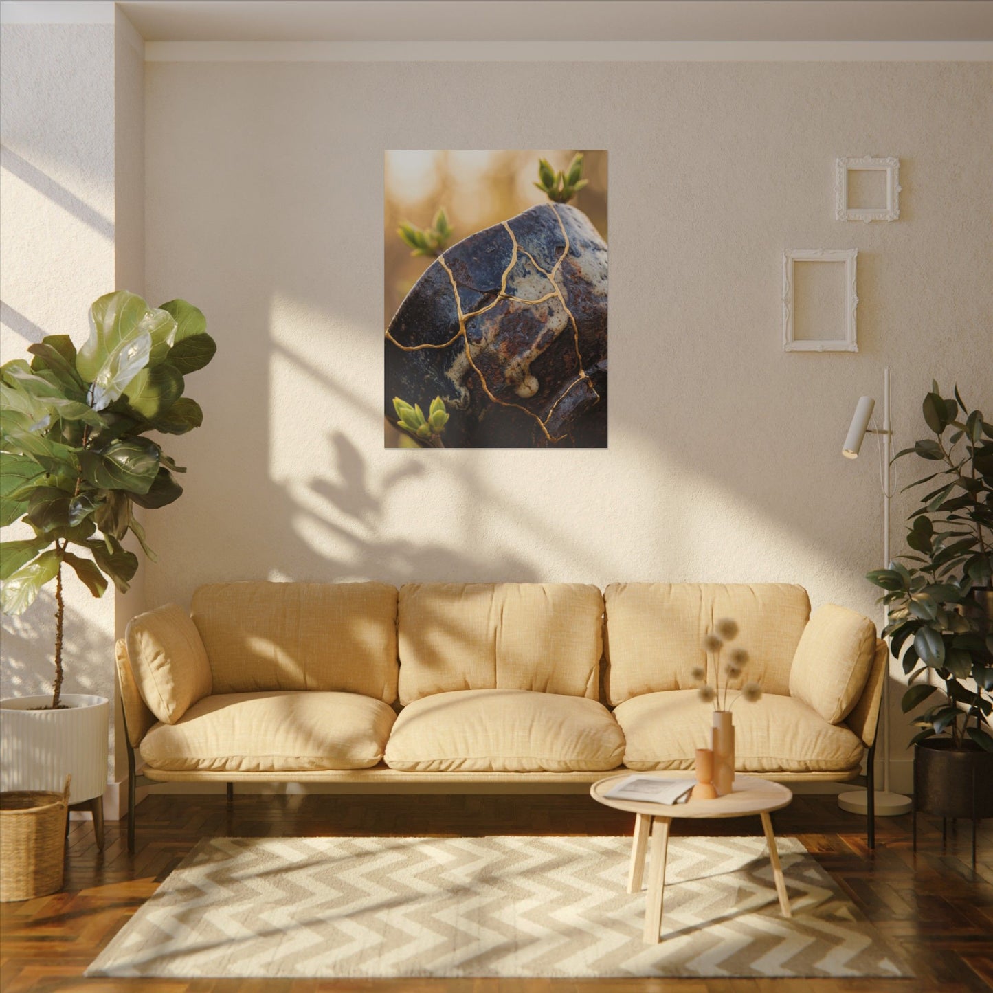 Fukinsei Rust Patina Canvas Art - Kintsugi Gold Repair