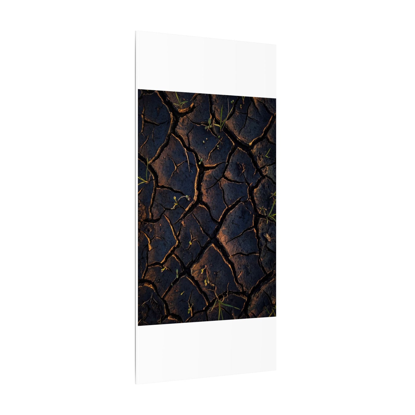 Cracked Earth Moody Minimal Canvas Art | Luxurious Dark Japandi Art