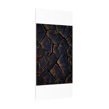 Cracked Earth Moody Minimal Canvas Art | Luxurious Dark Japandi Art