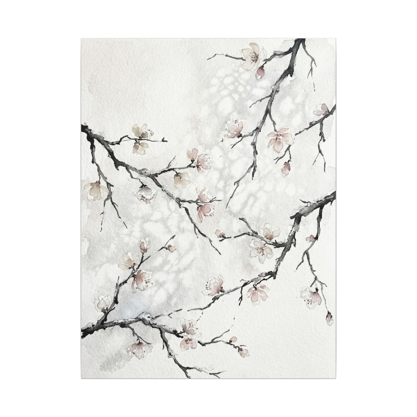 Cherry Blossom Canvas Art | Winter Japandi Watercolor Art