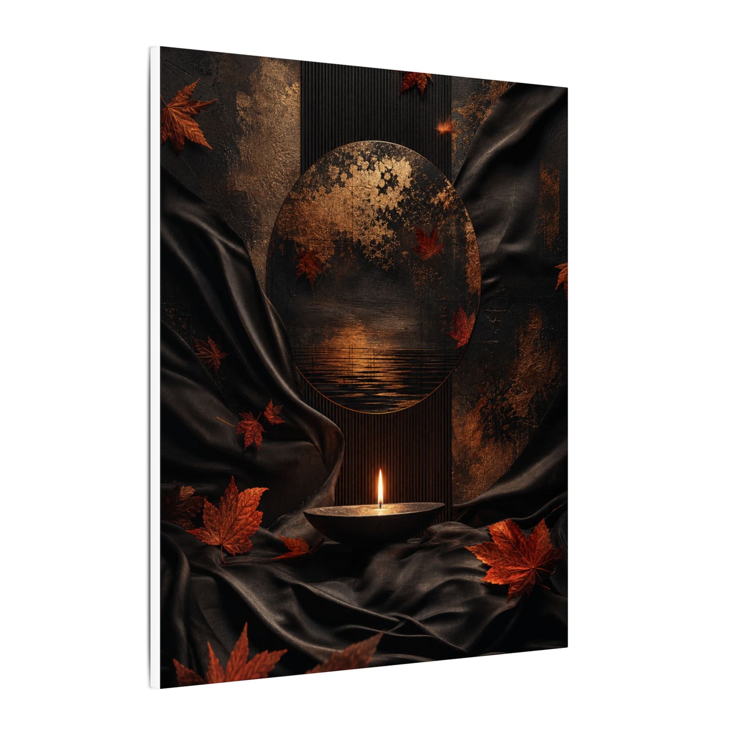 Silk Drape Autumn Canvas Art | Dark Japandi Moody Design