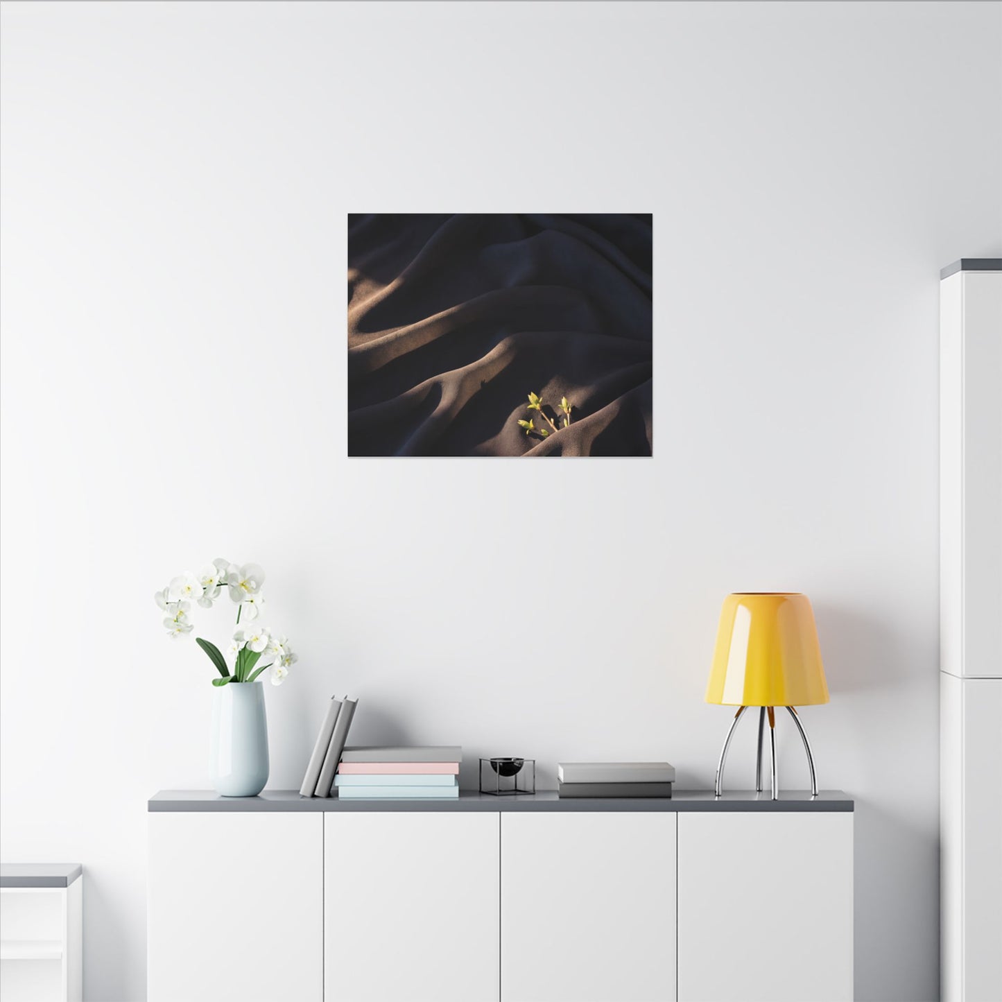 Silk Drape Shadow Zen Canvas Art | Luxurious Dark Japandi Art