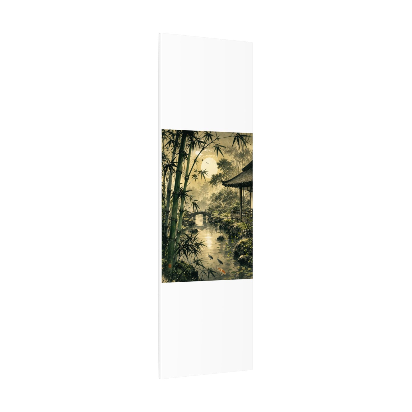 Moonlit Garden Sumi E Canvas Art | Calm Zen Art