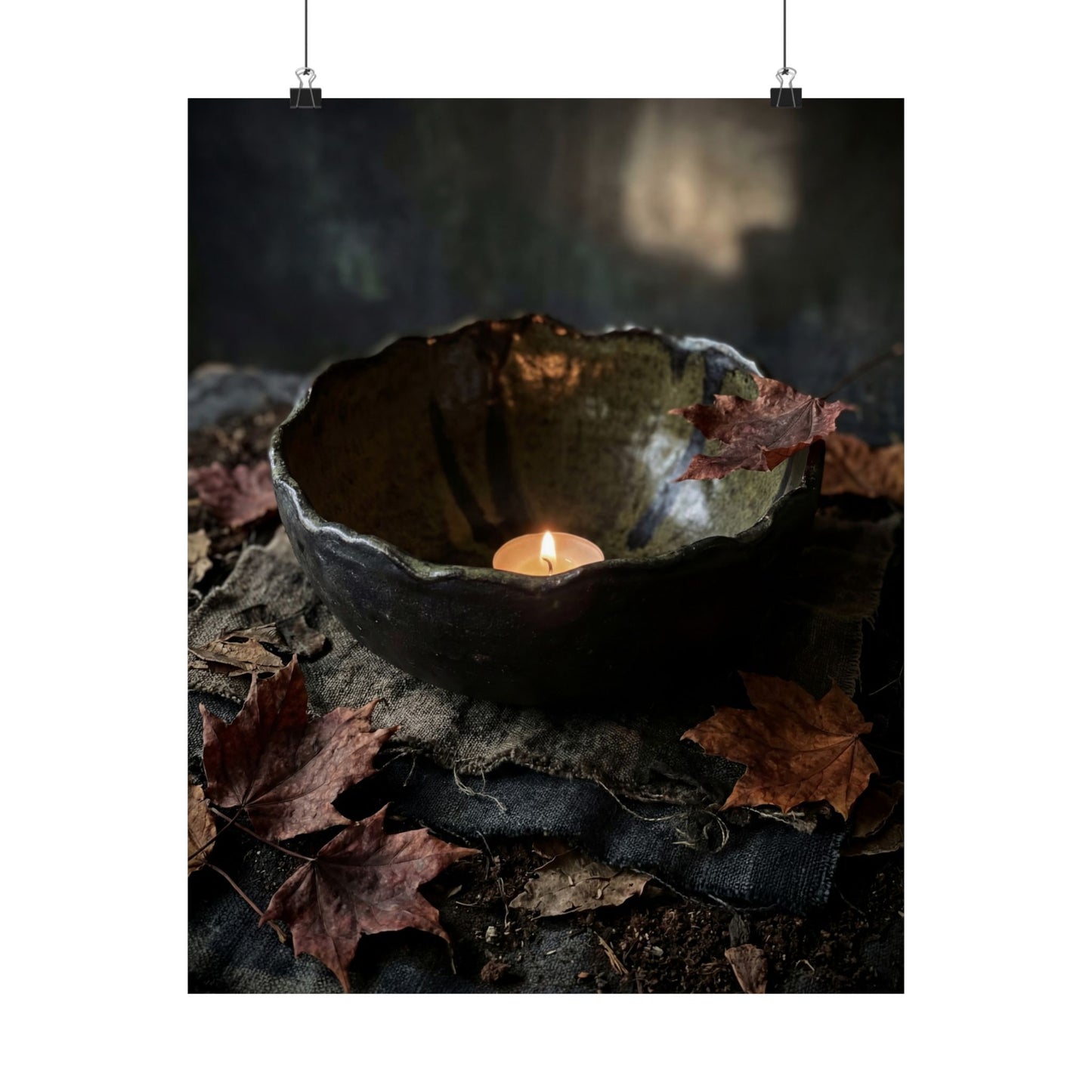 Autumn Ceramic Bowl Dark Texture Wall Art Print | Bold Decor Art Print