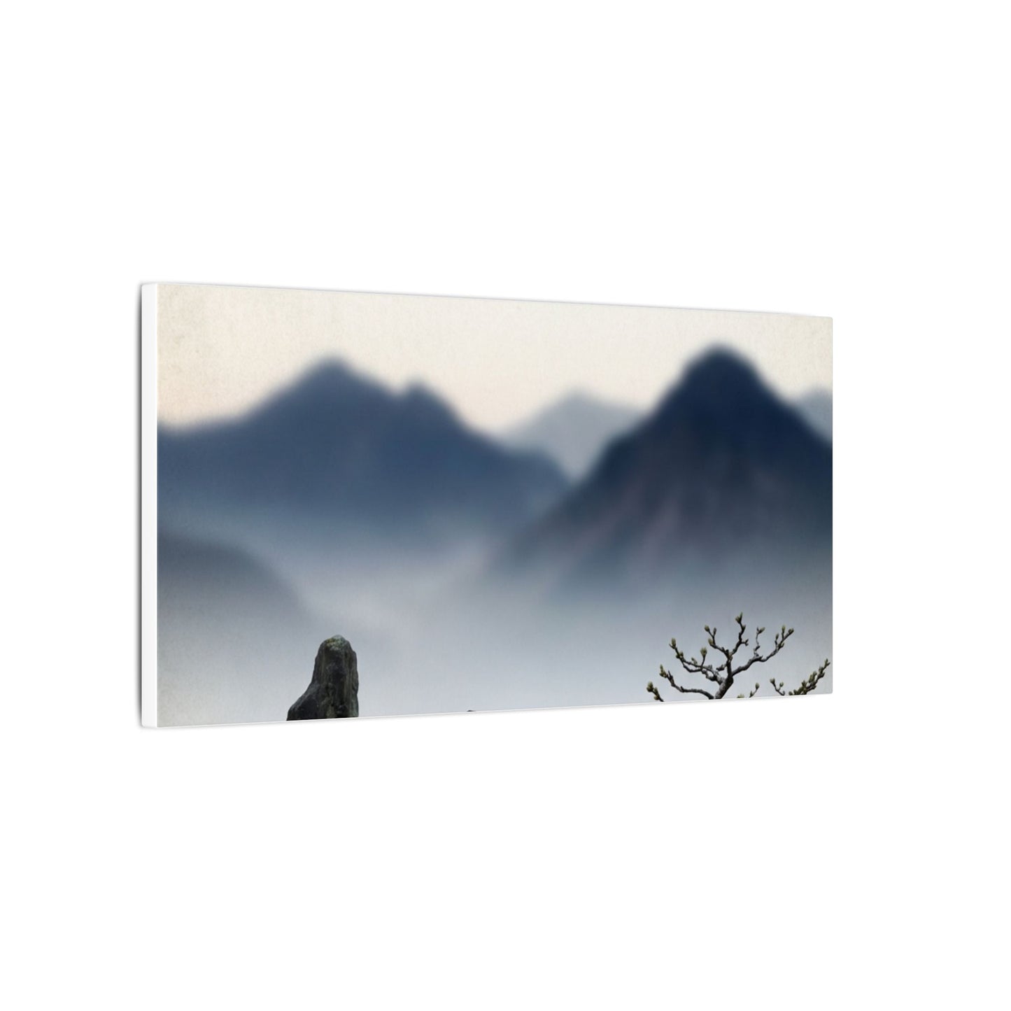 Mountain Mist Karesansui Canvas Art | Contemplative Zen Art