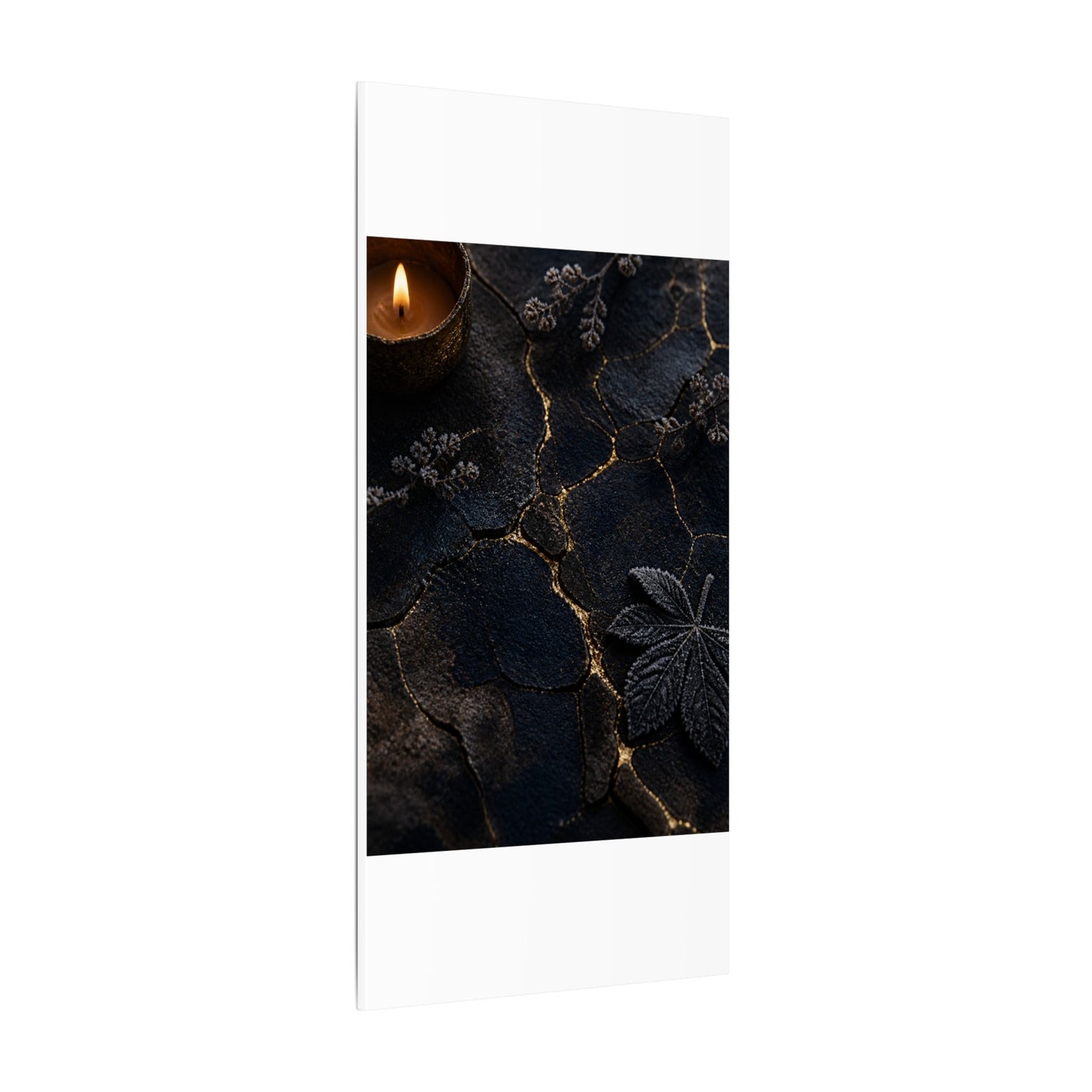Candlelight Cracked Earth Canvas Art - Dark Japandi Ma