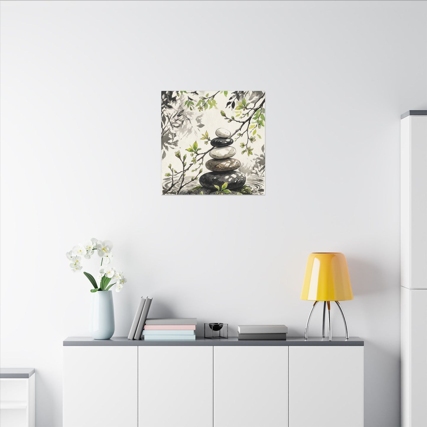 Spring River Stones Japanese Pattern Canvas Art | Elegant Decor