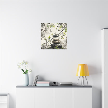 Spring River Stones Japanese Pattern Canvas Art | Elegant Decor