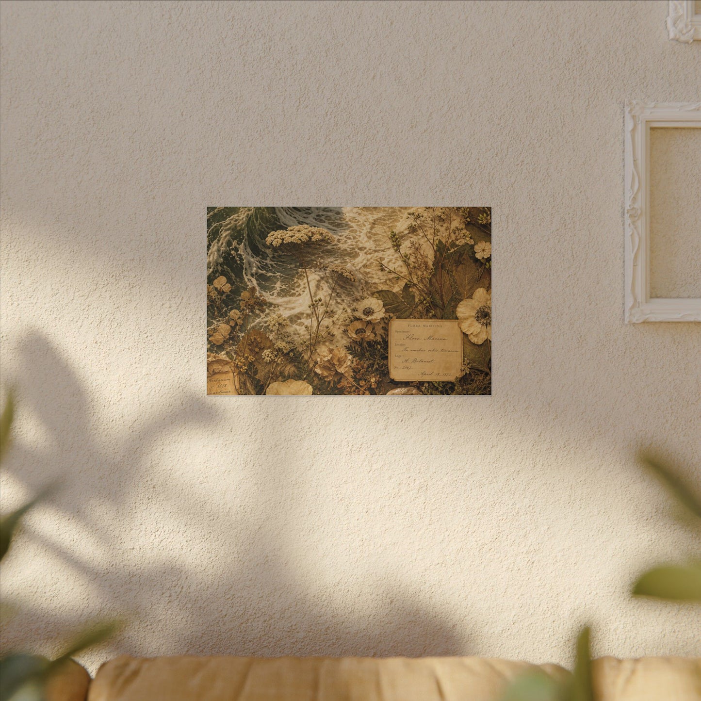 Spring Ocean Wave Herbarium Canvas Art | Nostalgic Decor