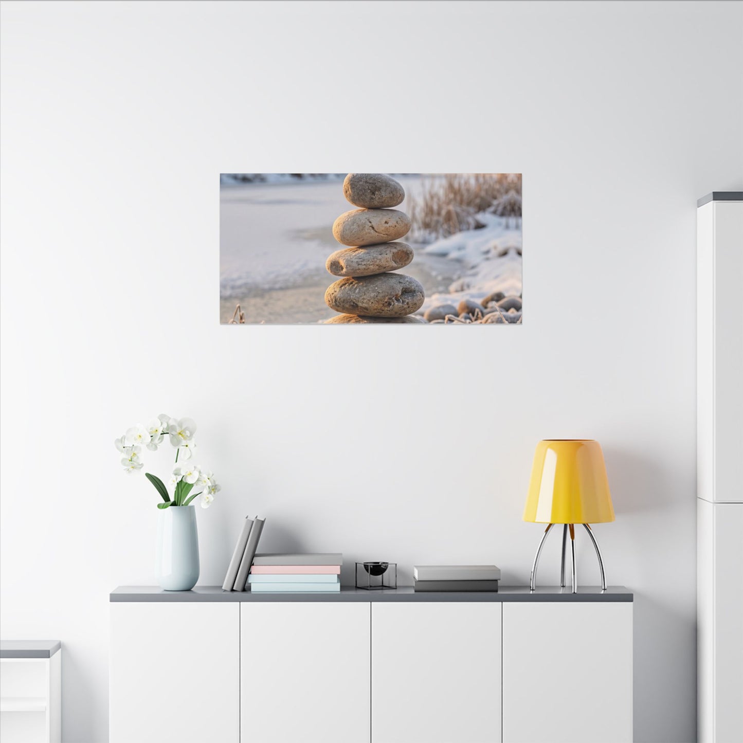 Ma River Stones Canvas Art - Japandi Japanese Pattern