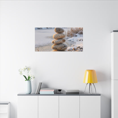 Ma River Stones Canvas Art - Japandi Japanese Pattern