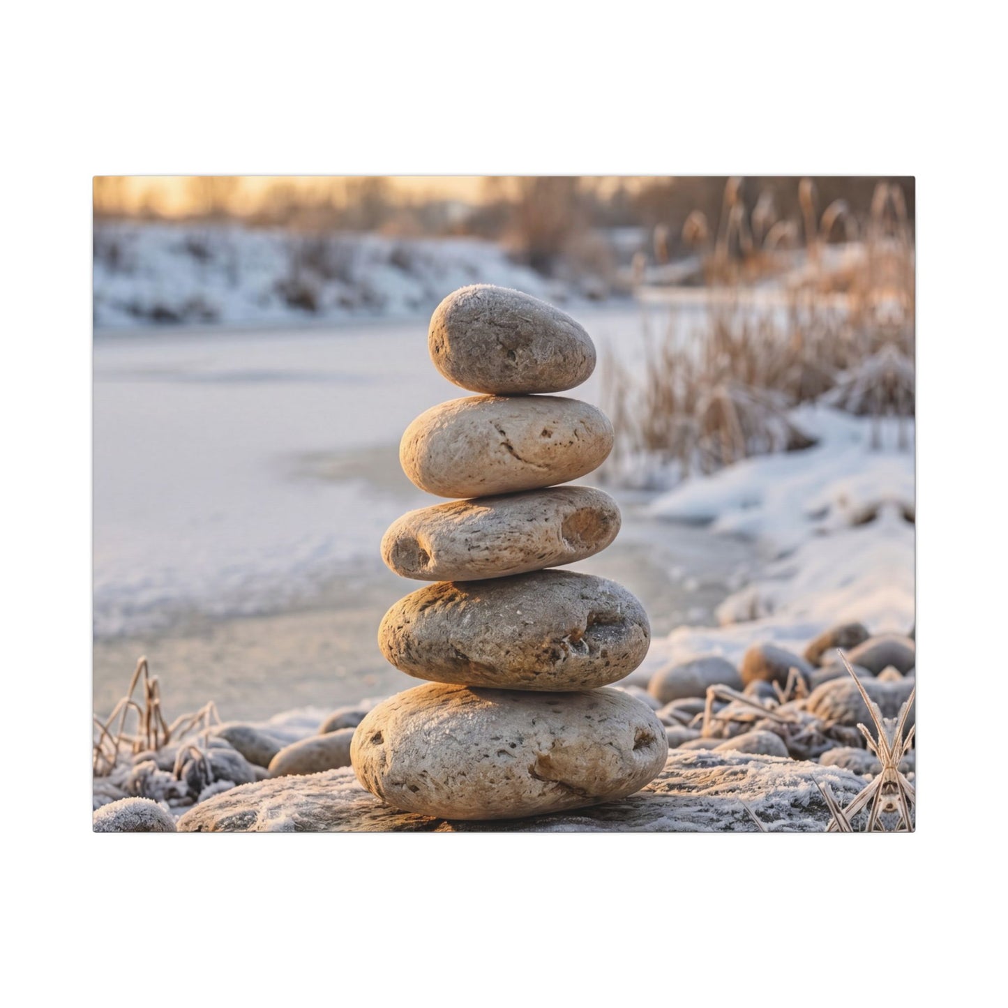 Ma River Stones Canvas Art - Japandi Japanese Pattern
