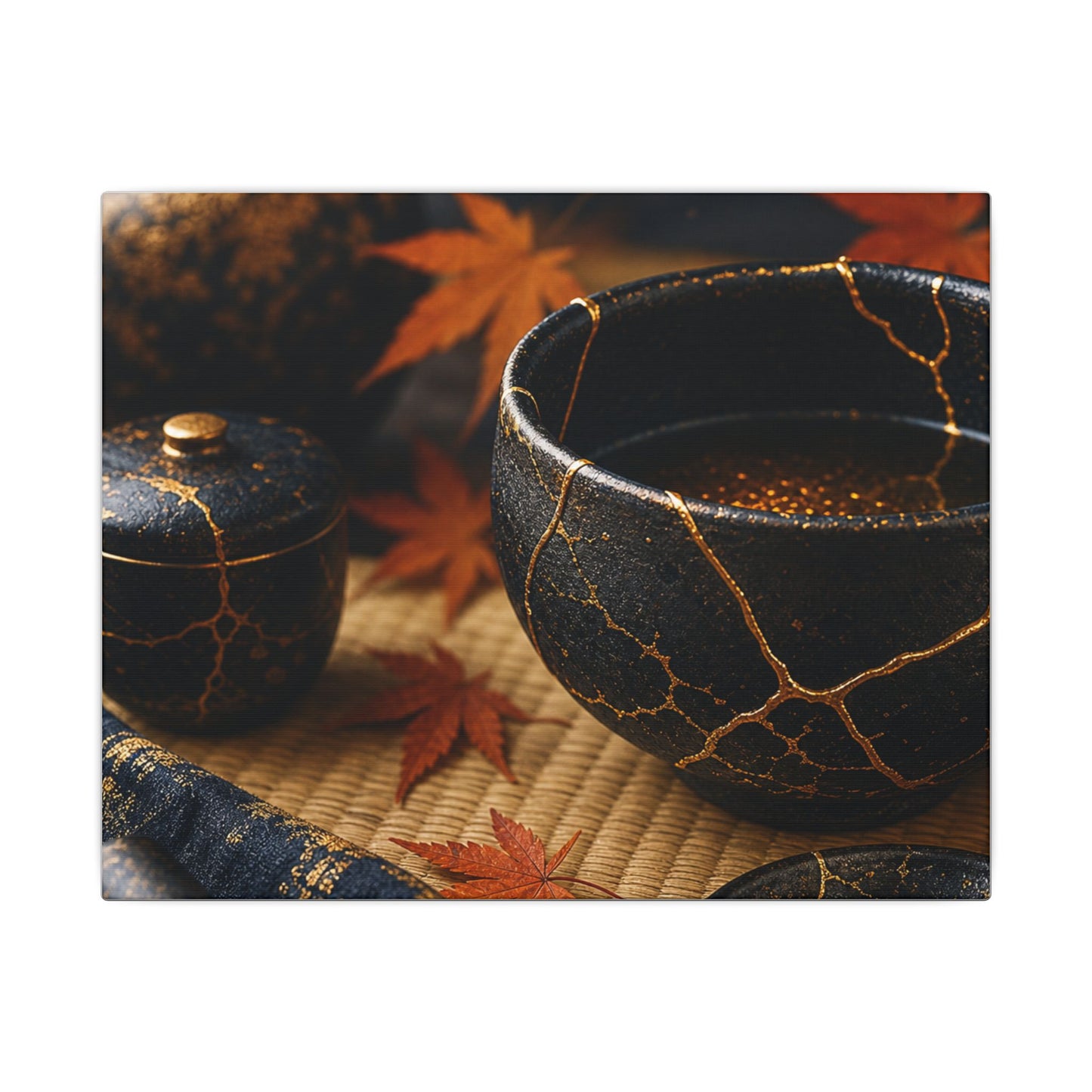 Seijaku Tea Ceremony Canvas Art - Kintsugi Gold Repair