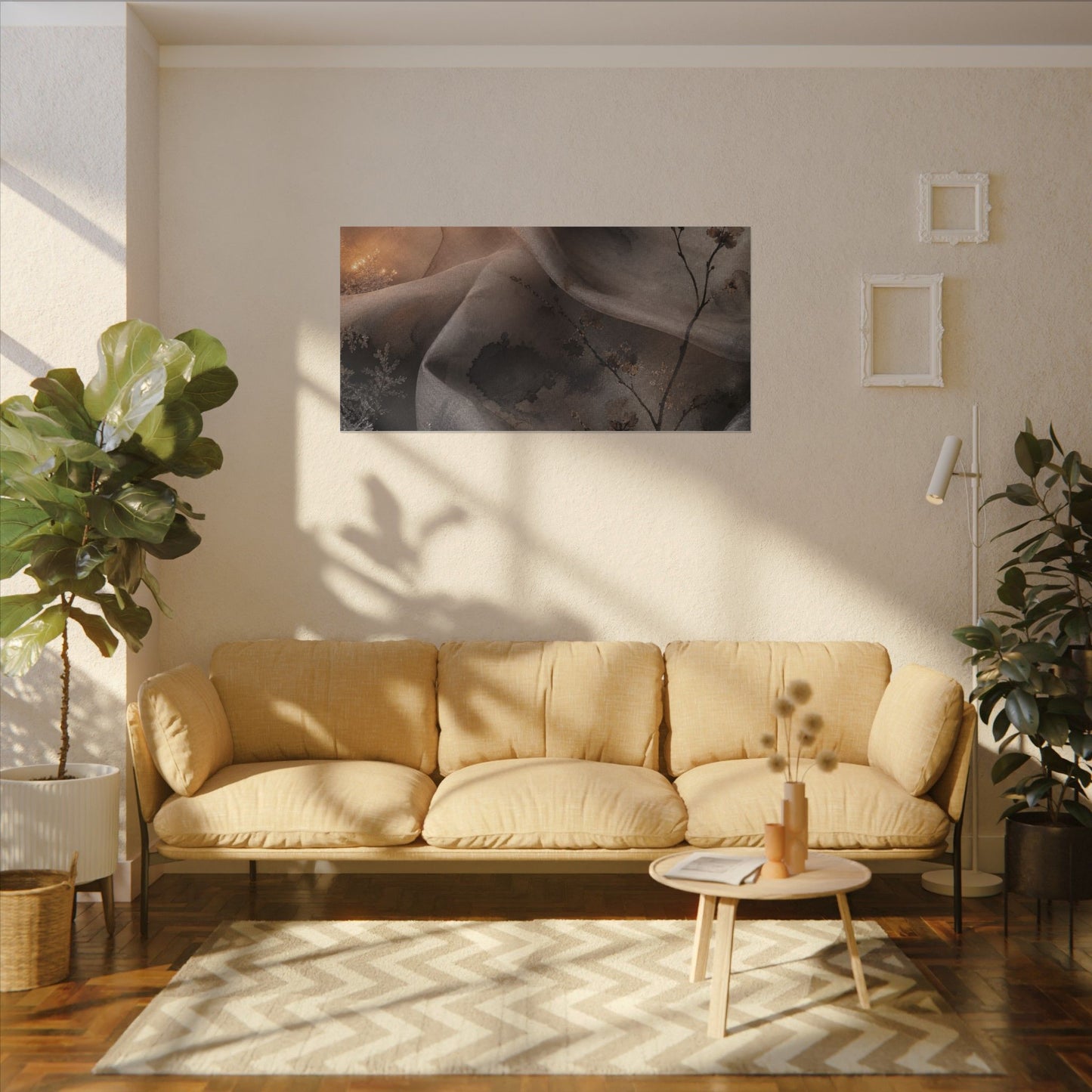 Japandi Silk Drape in Candlelight | Watercolor Canvas Art
