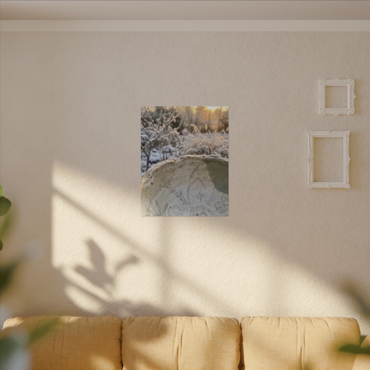 Ceramic Bowl Canvas Art | Winter Japandi Minimal Line Art