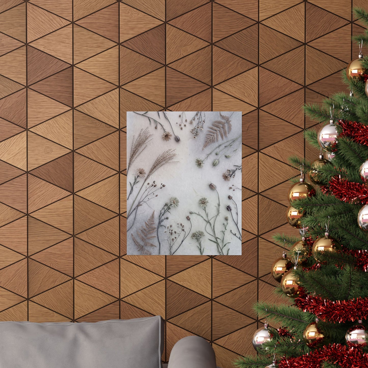 Earthy Dried Flowers Wall Art Print - Japanese Pattern Japandi