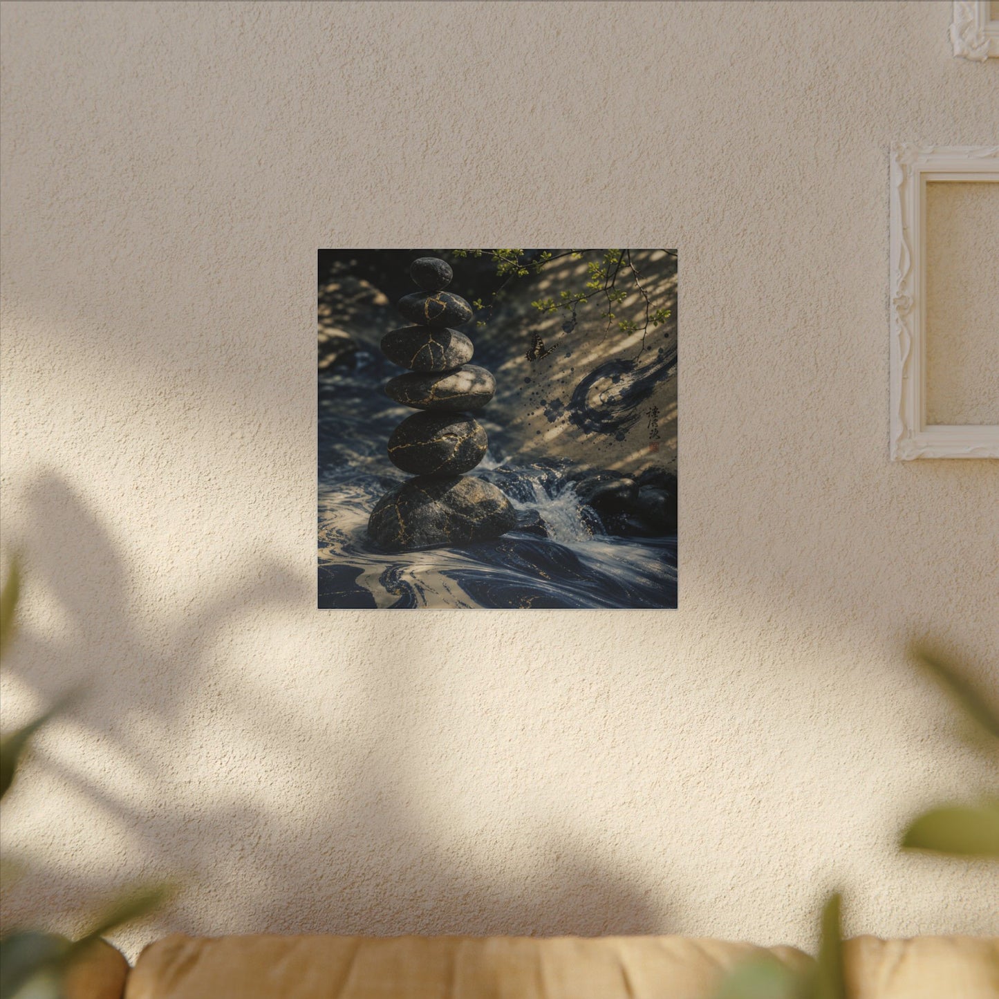 Kintsugi River Stones in Dappled | Broken Beauty Canvas Art