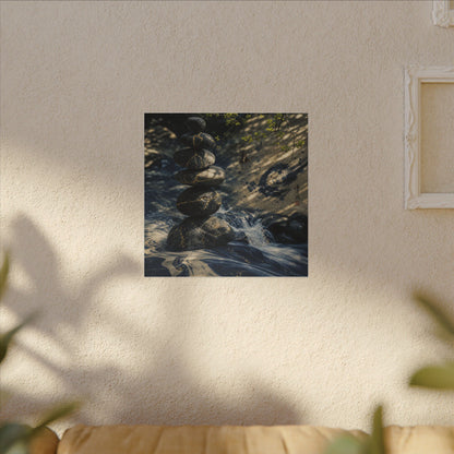 Kintsugi River Stones in Dappled | Broken Beauty Canvas Art