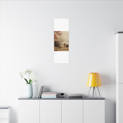 Tea Ceremony Canvas Art | Autumn Kintsugi Gold Vein Art