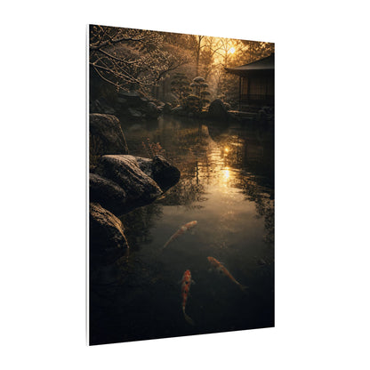 Winter Koi Pond Shadow Zen Canvas Art | Bold Decor