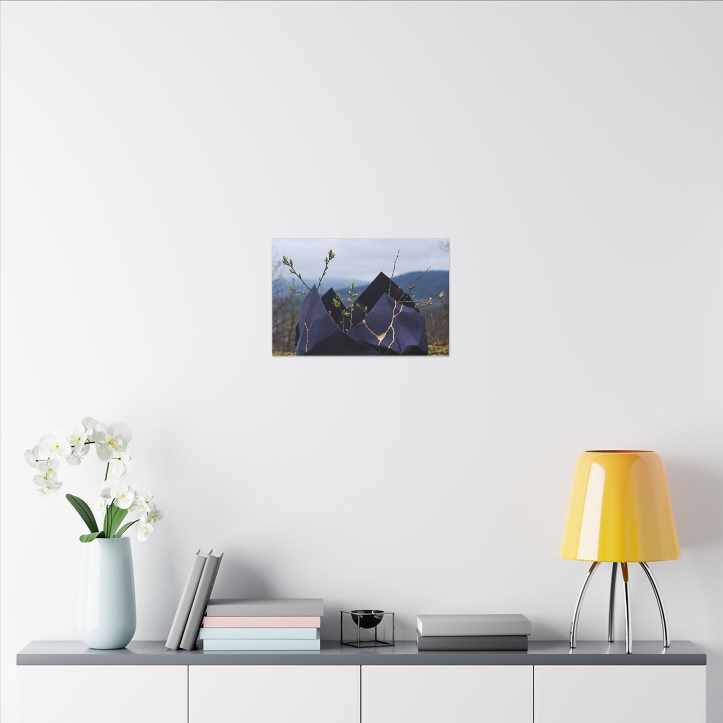 Paper Fold Canvas Art | Spring Kintsugi Gold Repair Art