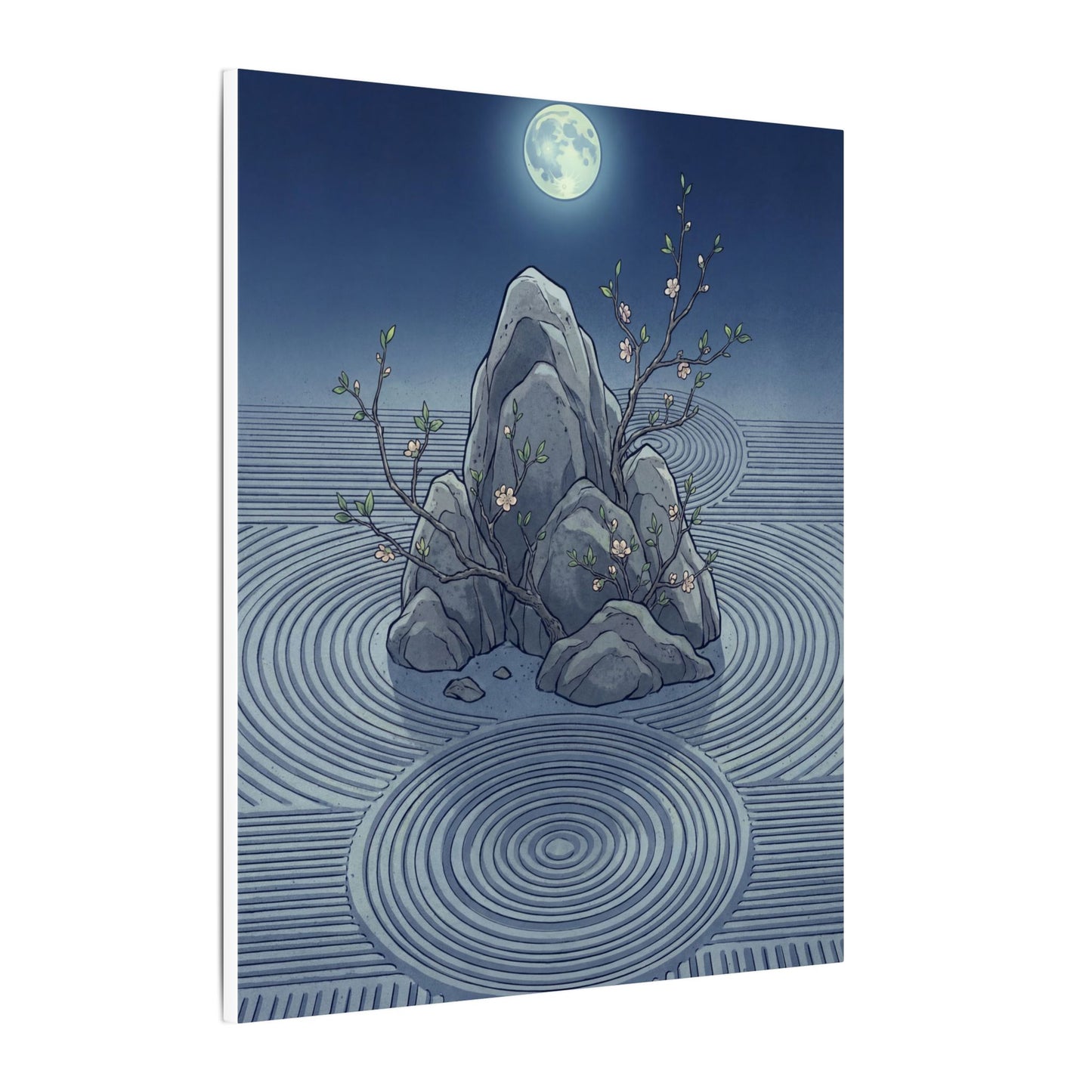 Spring Rock Garden Ukiyo E Inspired Canvas Art | Tranquil Decor