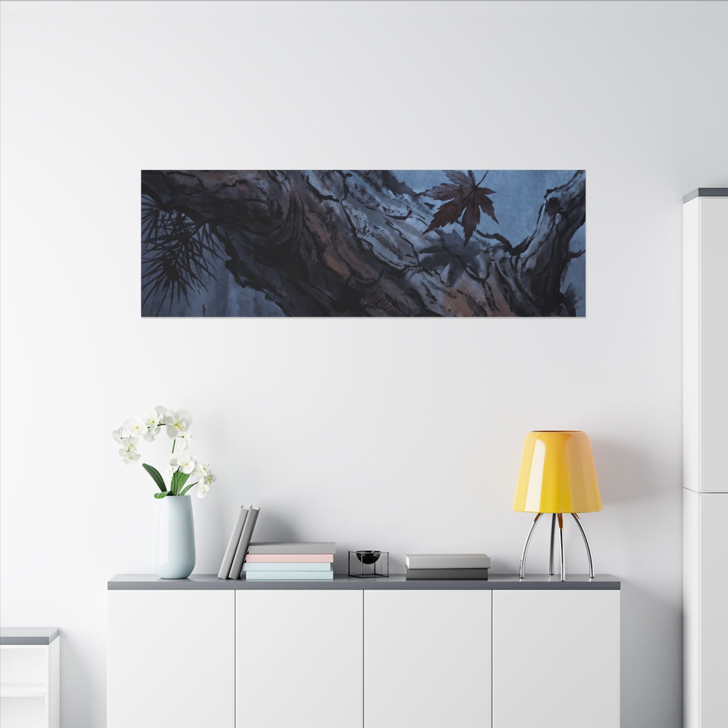 Atmospheric Pine Tree Canvas Art - Shadow Zen Dark Japandi