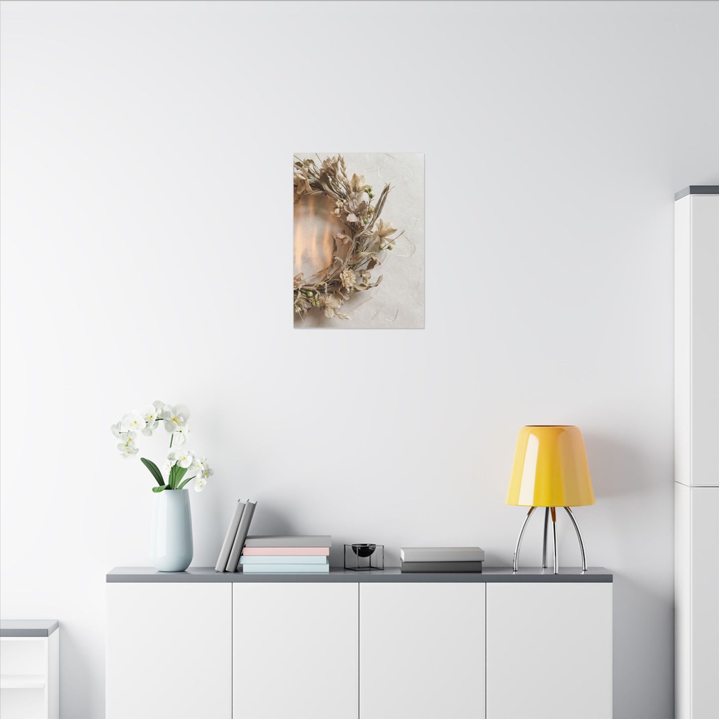 Dried Flowers Japanese Pattern Canvas Art | Neutral Japandi Art