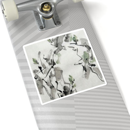 Spring Ink Brushstroke Sumi E Sticker | Tranquil Decor Art Print