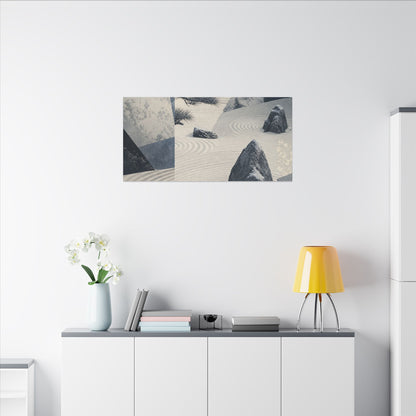 Seijaku Rock Garden Canvas Art - Zen Ukiyo E Inspired