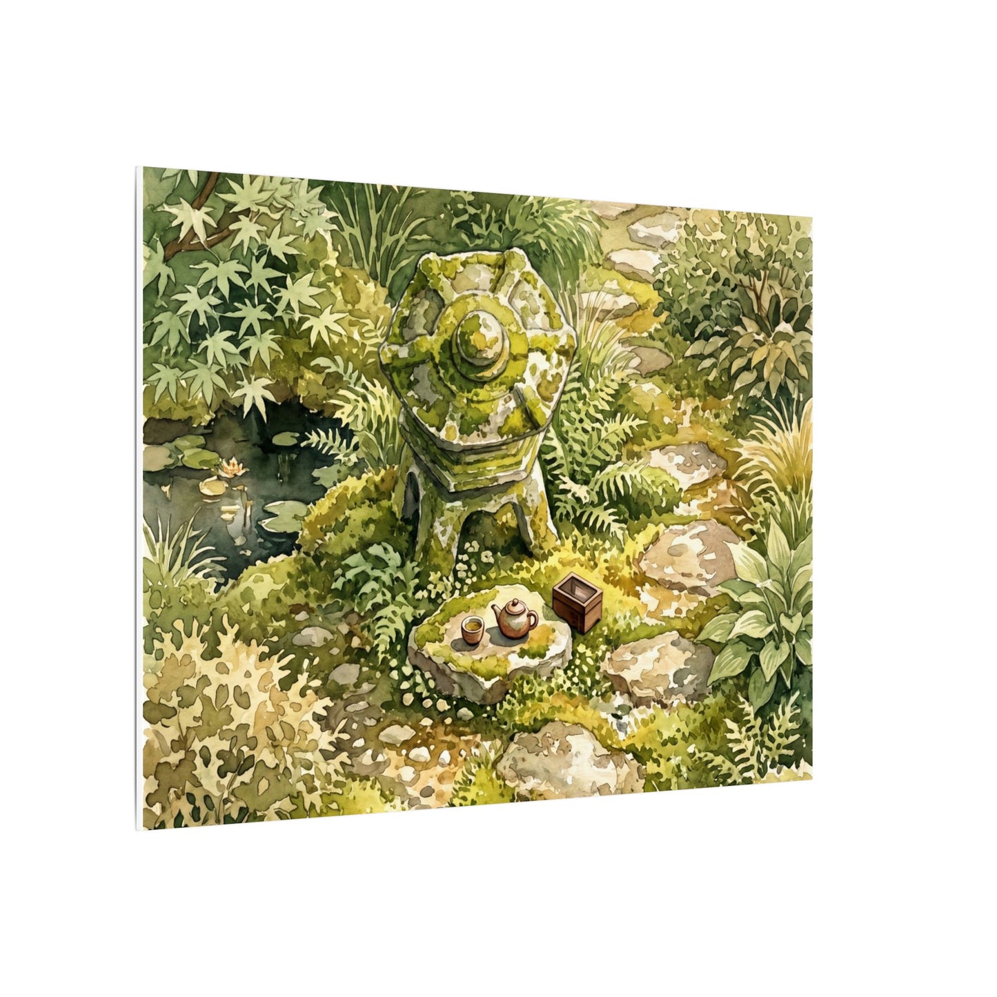 Datsuzoku Stone Lantern Canvas Art - Japandi Watercolor