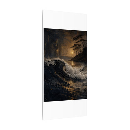 Ocean Wave Dark Texture Canvas Art | Bold Dark Japandi Art